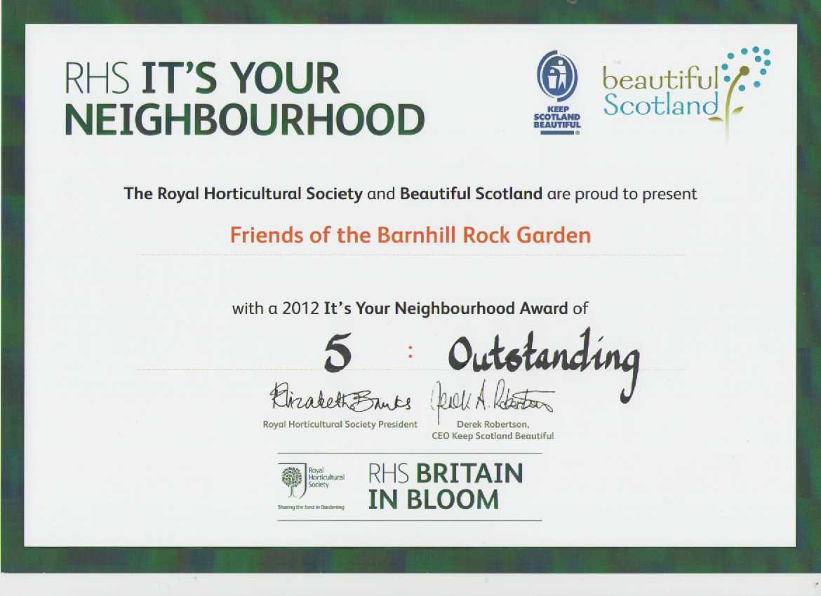 It's Your Neighbourhood Outstanding certificate 2012